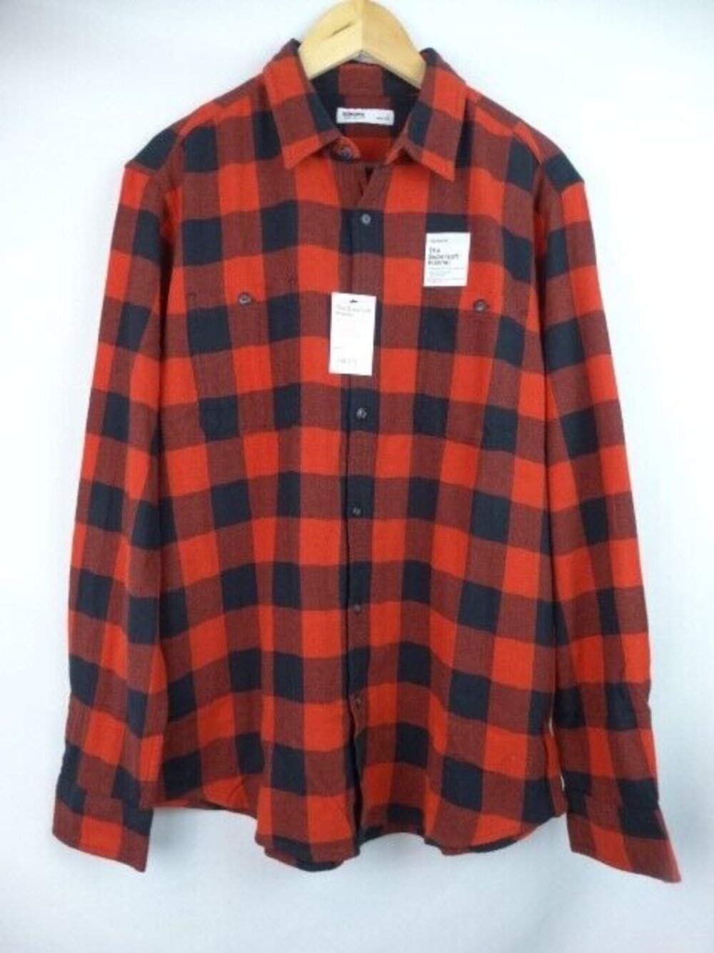 Sonoma Men's Shirt Size Medium Fleece Flannel Red Buffalo Plaid Long Sleeve Top